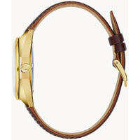 Bulova Men's Quartz Watch - Jet Star Butterscotch Sunburst Dial Brown Strap | 97B214 ,