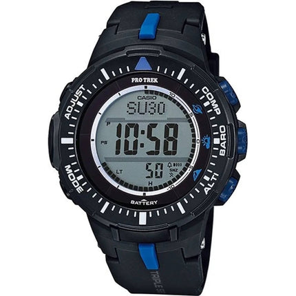 Casio Men's Watch - Pro Trek Grey Digital Dial Black/Blue Resin Strap | PRG300-1A2 ,