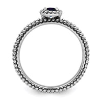 Sterling Silver Stackable Expressions Polished Cr.Sapphire Ring | QSK627 ,