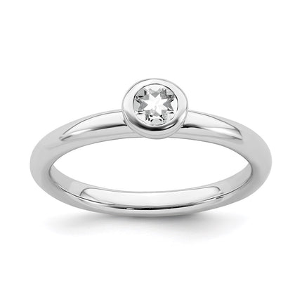 Sterling Silver Stackable Expressions Low 4mm Round White Topaz Ring | QSK499 ,