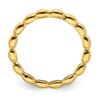 Sterling Silver Stackable Expressions Gold-plated Rice Bead Ring | QSK170 ,