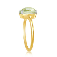 Sterling Silver GP Four-Prong Green Amethyst Ring - W-2014 ,