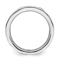 Sterling Silver Stackable Expressions Polished Diamond Antiqued Ring | QSK650 ,