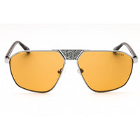Guess Men's Sunglasses - Shiny Gunmetal Metal Aviator Frame Brown Lens | GU00086 08E ,