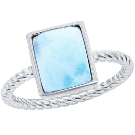 Women's Ring - Rectangle Larimar Rope Design, Size 9 | W-2779-9 ,