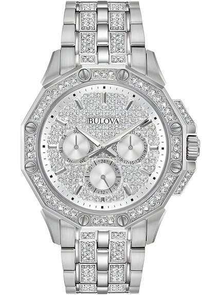 Bulova Men's Watch - Octava Quartz Silver Tone Dial Stainless Steel Bracelet | 96C134 ,