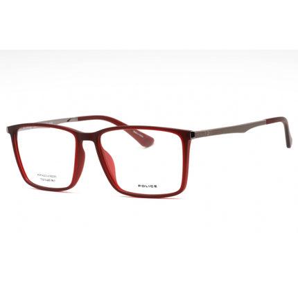 Police Men's Eyeglasses - Frosted Red Plastic Rectangular Full Rim Frame | VPLG70 954M ,