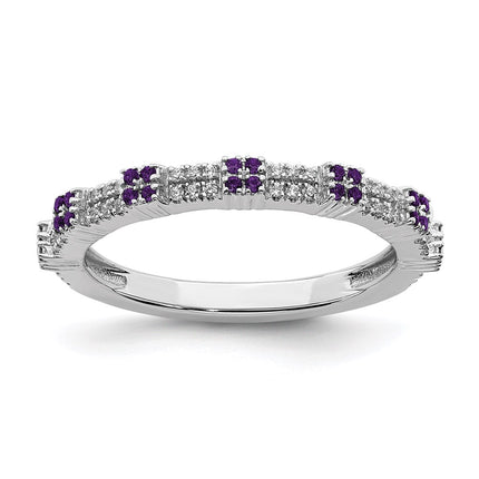 Sterling Silver Stackable Expressions Amethyst & Diamond Ring | QSK2149 ,