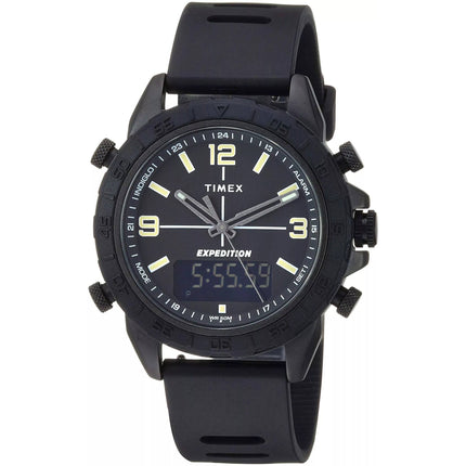 Timex Men's Watch - Expedition Pioneer Black Dial Silicone Strap Ani-Digi | TW4B17000 ,