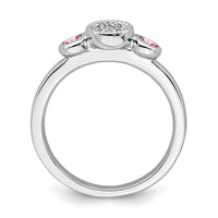 Sterling Silver Stackable Expressions Dbl Round Pink Tourm. & Dia. Ring | QSK529 ,