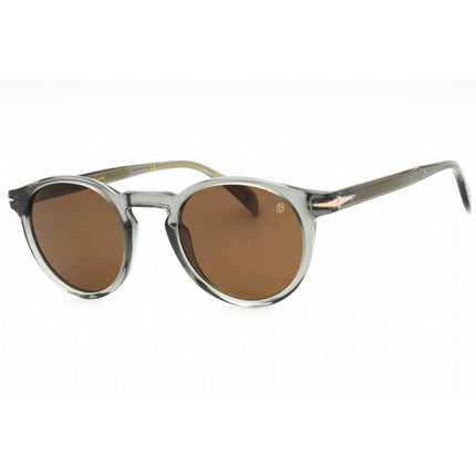 David Beckham Men's Sunglasses - Grey Gold Round Frame Brown Lens | DB 1036/S 0FT3 70 ,
