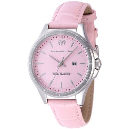 Technomarine Women's Watch - MoonSun Quartz Pink Dial Leather Strap | TM-822041 ,