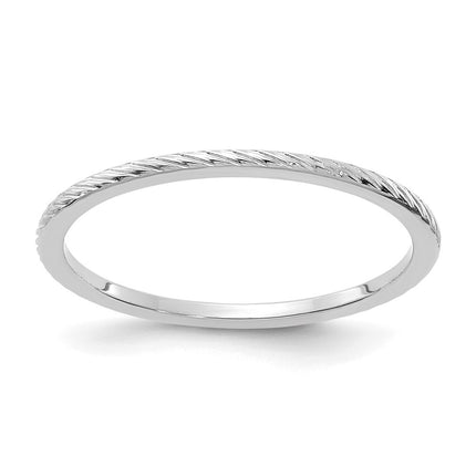 14K White Gold 1.2mm Twisted Wire Pattern Stackable Band | STK22-120W ,