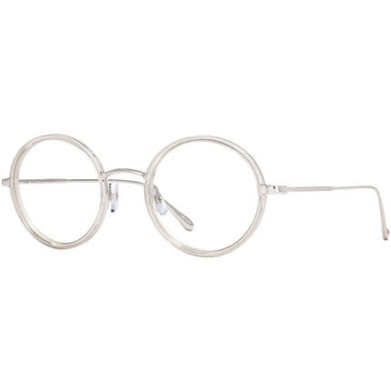 Garrett Leight Women's Eyeglasses - Lucite-Silver Metal Round Frame | PLAYA LU-SV ,