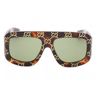 Gucci Men's Sunglasses - Havana Plastic Shield Full Rim Frame Green Lens | GG0983S 002 ,