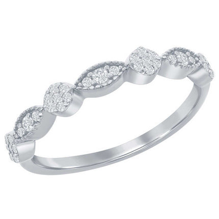 Classic Women's Micro Pave CZ Half Eternity Ring - W-2776 ,