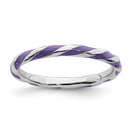 Sterling Silver Stackable Expressions Twisted Purple Enameled Ring | QSK550 ,