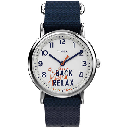 Timex Unisex Watch - Weekender Quartz White Dial Blue Fabric Strap | TW2V41900 ,