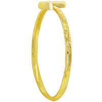 Classic Unisex Gold Tone L Initial Hammered Ring - W-2827 ,