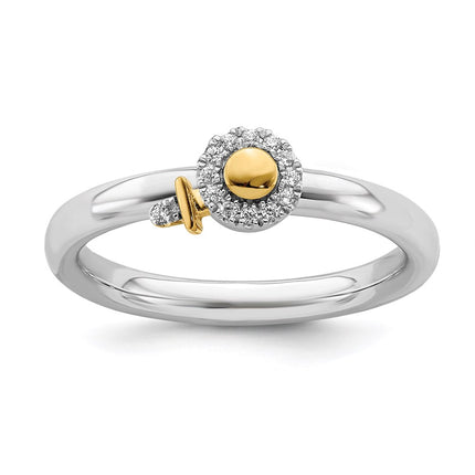 Sterling Silver Stackable Expressions Gold-Plated Venus Symbol Dia. Ring | QSK2168 ,
