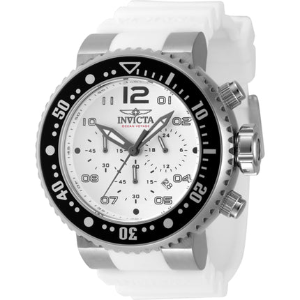 Invicta Men's Watch - Pro Diver Chronograph Silver Dial White Silicone Strap | 47193 ,