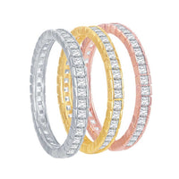 Classic Women's Tri-Color Channel-Set CZ Ring - W-2427 ,