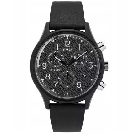 Timex Men's Watch - MK1 Quartz Chronograph Black Dial Leather Strap Date | TW2T29500 ,