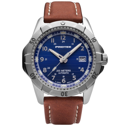 ProTek Men's Watch - Dive Rotating Bezel Automatic Blue Dial Brown Strap | 2203 ,