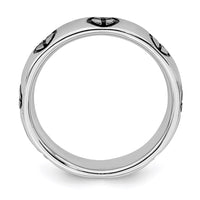 Sterling Silver Stackable Expressions Polished Enameled Peace Sign Ring | QSK104 ,