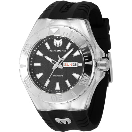 Technomarine Men's Watch - Cruise Monogram Black Dial Silicone Strap | TM-122006 ,
