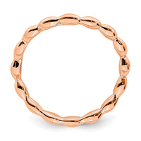 Sterling Silver Stackable Expressions Polished Pink-plate Wave Ring | QSK674 ,