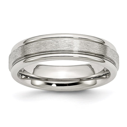 Stainless Steel Grooved Edge 6mm Satin and Polished Band | SR84 ,