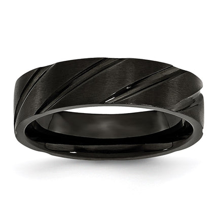 Titanium Swirl Design Black IP-plated 6mm Brushed/Polished Band | TB349 ,
