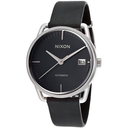 Nixon Men's Watch - The Mellor Fight Control Automatic Black Leather Strap | A199-000 ,