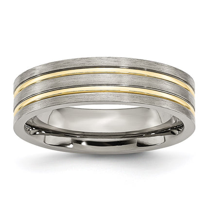 Titanium Grooved Yellow IP-plated 6mm Brushed & Polished Band | TB361 ,