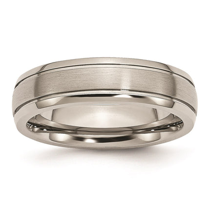 Titanium Grooved Edge 6mm Brushed and Polished Band | TB27 ,