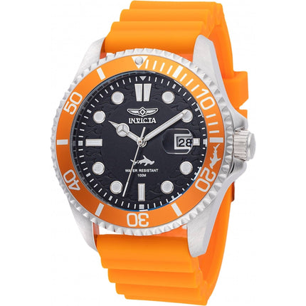 Invicta Men's Quartz Watch - Pro Diver Black Dial Orange Silicone Strap | 47162 ,