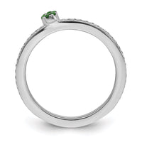 14k White Gold Stackable Expressions Created Emerald/Diamond Ring | SK2080 ,