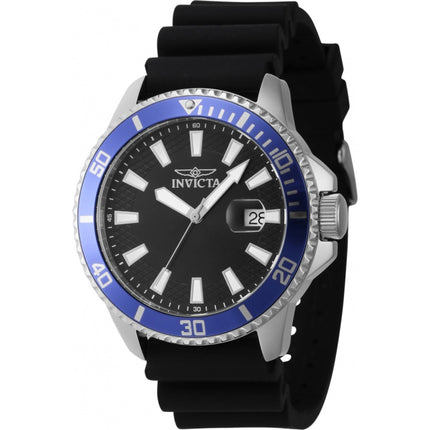 Invicta Men's Quartz Watch - Pro Diver Date Blue/Silver Tone Bezel Black Dial | 46130 ,