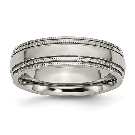 Titanium Grooved and Beaded Edge 6mm Polished Band | TB134 ,