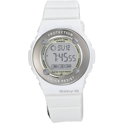 Casio Women's Watch - Baby-G Grey Digi Dial White Resin Strap World Time | BG1300-7 ,