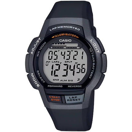 Casio Men's Watch - Dual Time Grey Digi Dial Black Resin Strap Alarm | WS-1000H-1AV ,