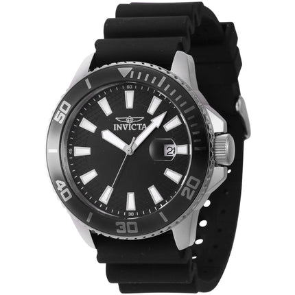 Invicta Men's Quartz Watch - Pro Diver Black/Silver Tone Bezel Silicone Strap | 46087 ,