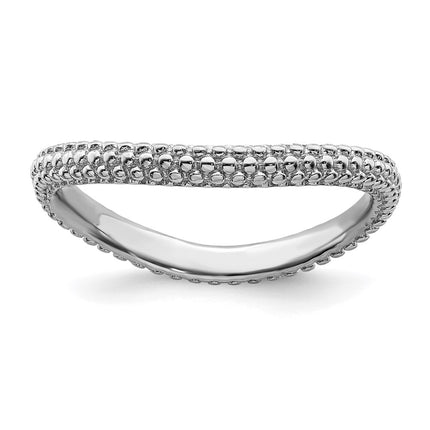 Sterling Silver Stackable Expressions Polished Rhodium-plated Wave Ring | QSK688 ,