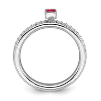 Sterling Silver Stackable Expressions Created Ruby & Diamond Ring | QSK2142 ,