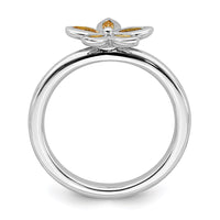 Sterling Silver Stackable Expressions Citrine Flower Ring | QSK489 ,