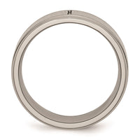 Titanium Ridged Edge Cross 8mm Brushed and Polished Band | TB78 ,