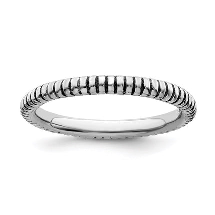 Sterling Silver Stackable Expressions Antiqued Ring | QSK802 ,