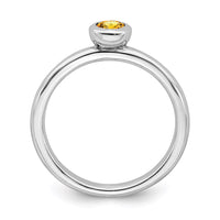 Sterling Silver Stackable Expressions Low 4mm Round Citrine Ring | QSK506 ,