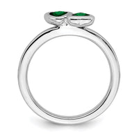 Sterling Silver Stackable Expressions Cr. Emerald Double Heart Ring | QSK402 ,